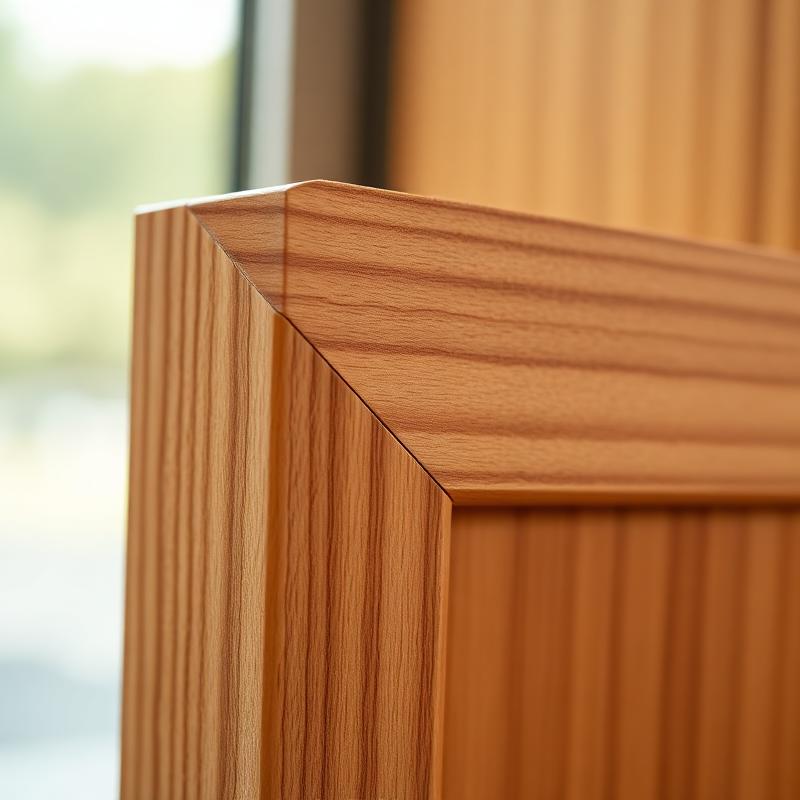 Detail of a precision mitered wood trim corner
